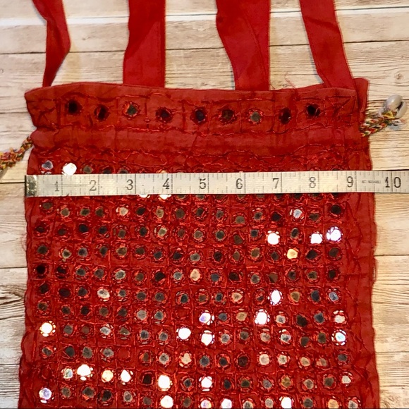 Bohemian mirrored cross-body bag, hand embroidered with cowrie shell detail - Picture 10 of 15